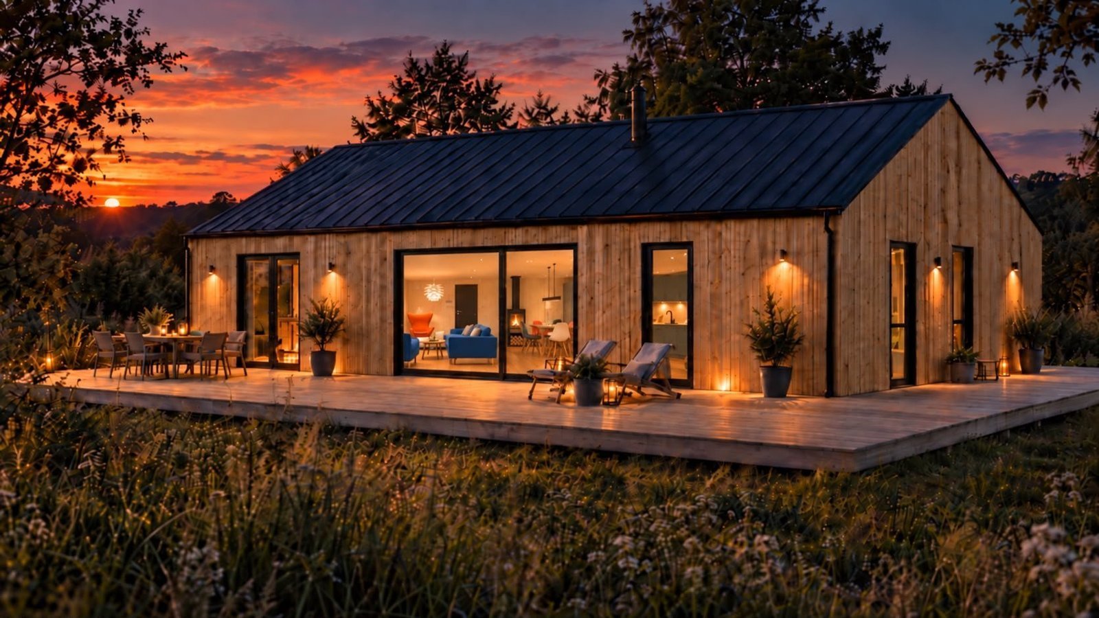 Visualisierung von Dansk Cottage in der Abendsonne