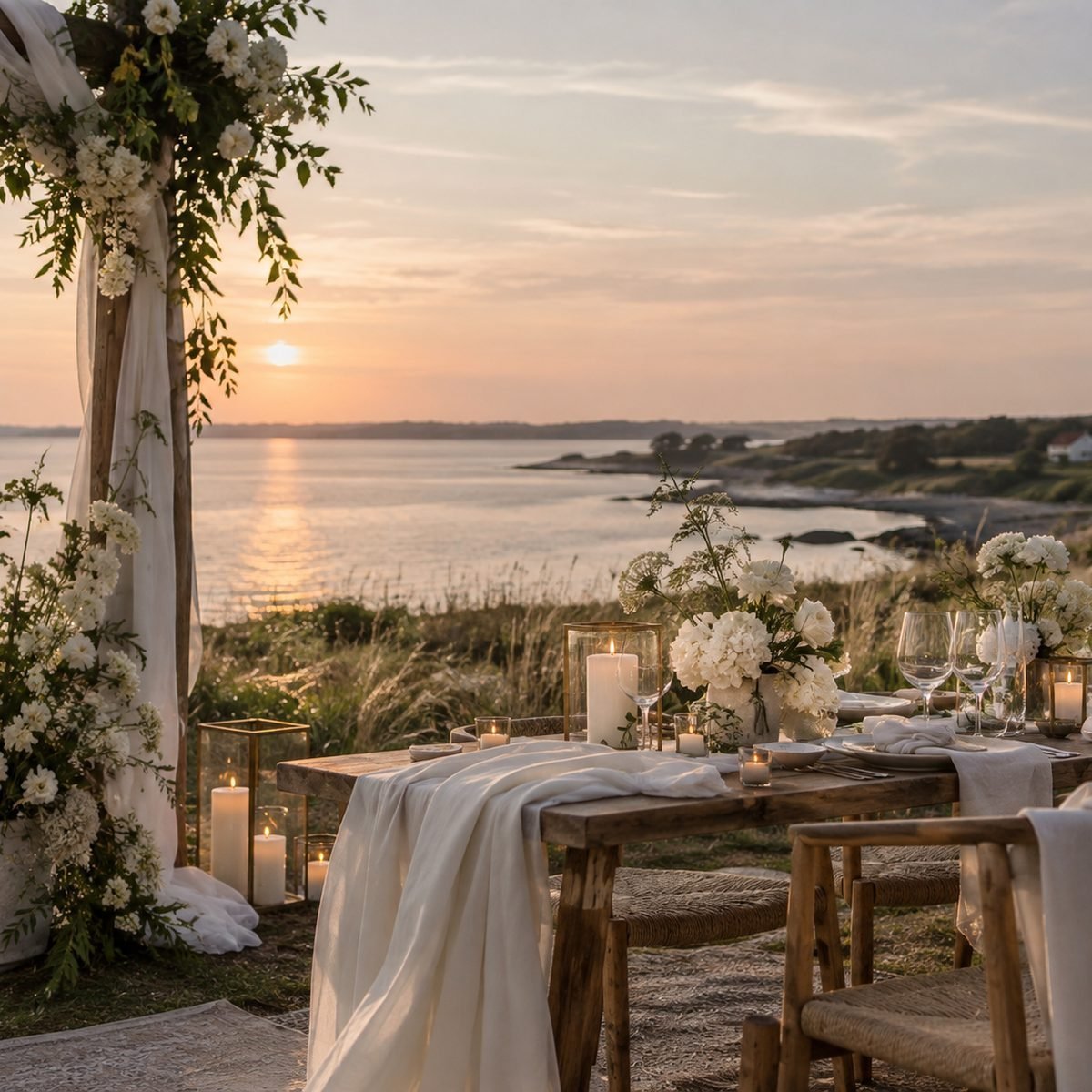 Table de mariage au bord de la mer sur Ærø