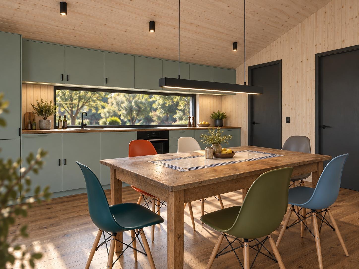 Visualisation de la cuisine et de l'espace repas de Dansk Cottage