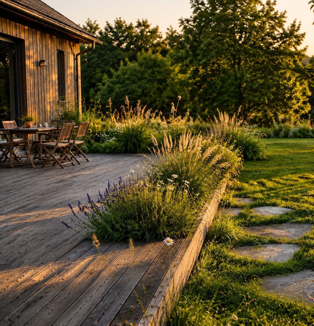 Terrain naturel et terrasse de Dansk Cottage